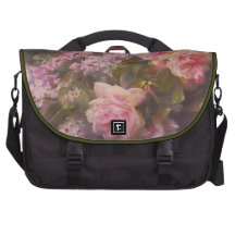 Vintage Victorian Pink Roses Laptop Commuter Bag