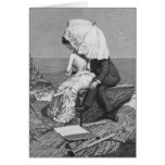 Vintage Victorian Romantic Couple by Beach Greeting Card
