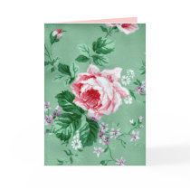 Vintage Victorian Sage Green Floral Wallpaper Card