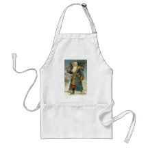 Vintage Victorian Santa Claus with Christmas Tree Apron