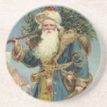 Vintage Victorian Santa Claus with Christmas Tree Drink Coasters