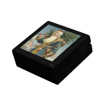Vintage Victorian Santa Claus with Christmas Tree Gift Boxes