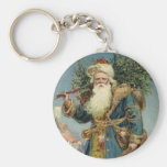 Vintage Victorian Santa Claus with Christmas Tree Key Chain