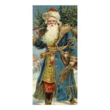 Vintage Victorian Santa Claus with Christmas Tree Rack Cards