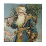 Vintage Victorian Santa Claus with Christmas Tree Ceramic Tiles