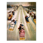 Vintage Victorian Sledding Hill Christmas Postcards