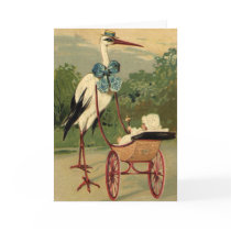 Vintage Victorian Stork and Baby Carriage Greeting Cards