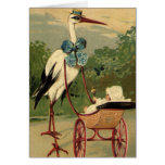 Vintage Victorian Stork and Baby Carriage Greeting Cards
