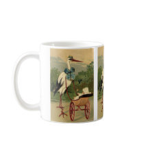 Vintage Victorian Stork and Baby Carriage Mugs