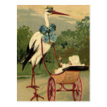 Vintage Victorian Stork and Baby Carriage Postcards