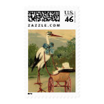 Vintage Victorian Stork and Baby Carriage Stamps
