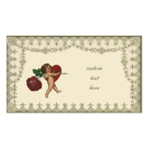 Vintage Victorian Valentine Angel Red Rose Heart Business Card