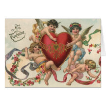 Vintage Victorian Valentine Cupids Angels Heart Cards