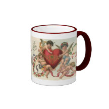 Vintage Victorian Valentine Cupids Angels Heart Mugs