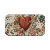 Vintage Victorian Valentine Cupids with a Heart Tough Iphone 4 Case