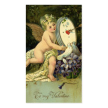 Vintage Victorian Valentine's Angel w Love Birds Business Card Templates