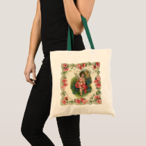 Vintage Victorian Valentine's Cupid on the Phone Canvas Bags