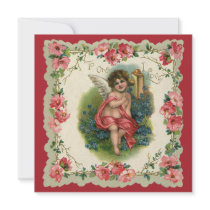 Vintage Victorian Valentine's Cupid on the Phone Personalized Invitations