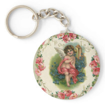 Vintage Victorian Valentine's Cupid on the Phone Key Chains