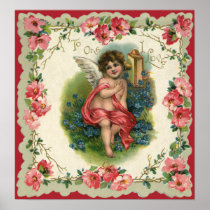 Vintage Victorian Valentine's Cupid on the Phone Print