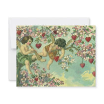 Vintage Victorian Valentine's Cupids in Heart Tree Custom Announcements