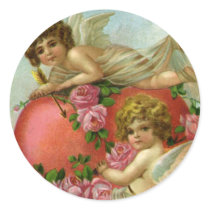 Vintage Victorian Valentines Day Angels with Heart Stickers