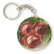 Vintage Victorian Valentine's Day Crimson Roses Key Chains