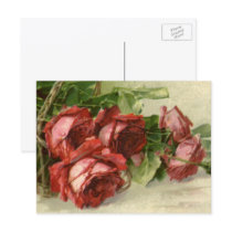 Vintage Victorian Valentine's Day Crimson Roses Post Cards