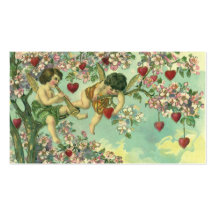 Vintage Victorian Valentines Day Cupids Heart Tree Business Card