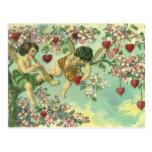 Vintage Victorian Valentines Day Cupids Heart Tree Postcard