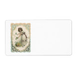 Vintage Victorian Valentine's Day Girl with Roses Custom Shipping Label