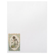 Vintage Victorian Valentine's Day Girl with Roses Letterhead Design