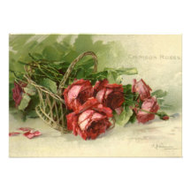 Vintage Victorian Valentine's Day Red Roses Personalized Announcements