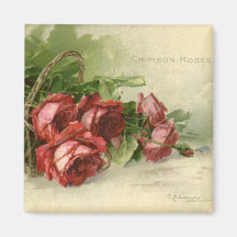 Vintage Victorian Valentine's Day Red Roses Refrigerator Magnets