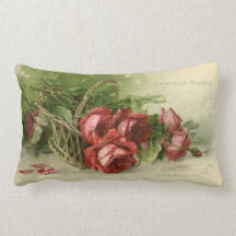 Vintage Victorian Valentine's Day Red Roses Pillows