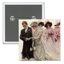 Vintage Victorian Wedding Ceremony, Bride Groom Pin