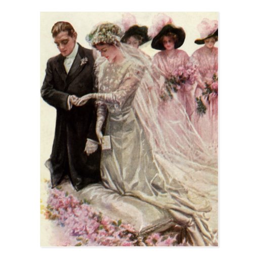 Vintage Victorian Wedding Ceremony, Bride Groom Postcard