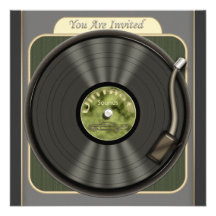 Vintage Vinyl Record Party Invitations