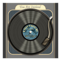 Vintage Vinyl Record Party Invitations