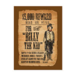 Vintage Wanted / Reward Poster for Billy the Kid Postcards