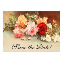 Vintage Wedding Antique Rose Flowers Save the Date Personalized Invitation