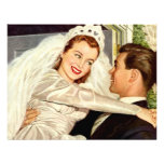 Vintage Wedding Bride and Groom, Happy Newlyweds Custom Announcement