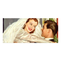 Vintage Wedding Bride and Groom, Happy Newlyweds Personalized Rack Card