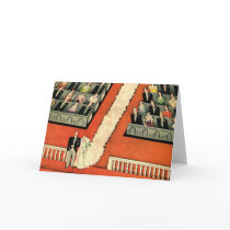 Vintage Wedding Ceremony, Bride and Groom Greeting Card