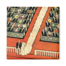 Vintage Wedding Ceremony, Bride and Groom Magnets