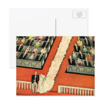 Vintage Wedding Ceremony, Bride and Groom Postcards