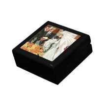 Vintage Wedding Ceremony, Bride Groom Newlyweds Trinket Box
