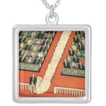 Vintage Wedding Ceremony, Bride Groom Newlyweds Pendants
