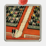 Vintage Wedding Ceremony, Bride Groom Newlyweds Christmas Ornaments