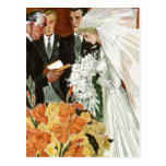 Vintage Wedding Ceremony, Bride Groom Newlyweds Post Cards